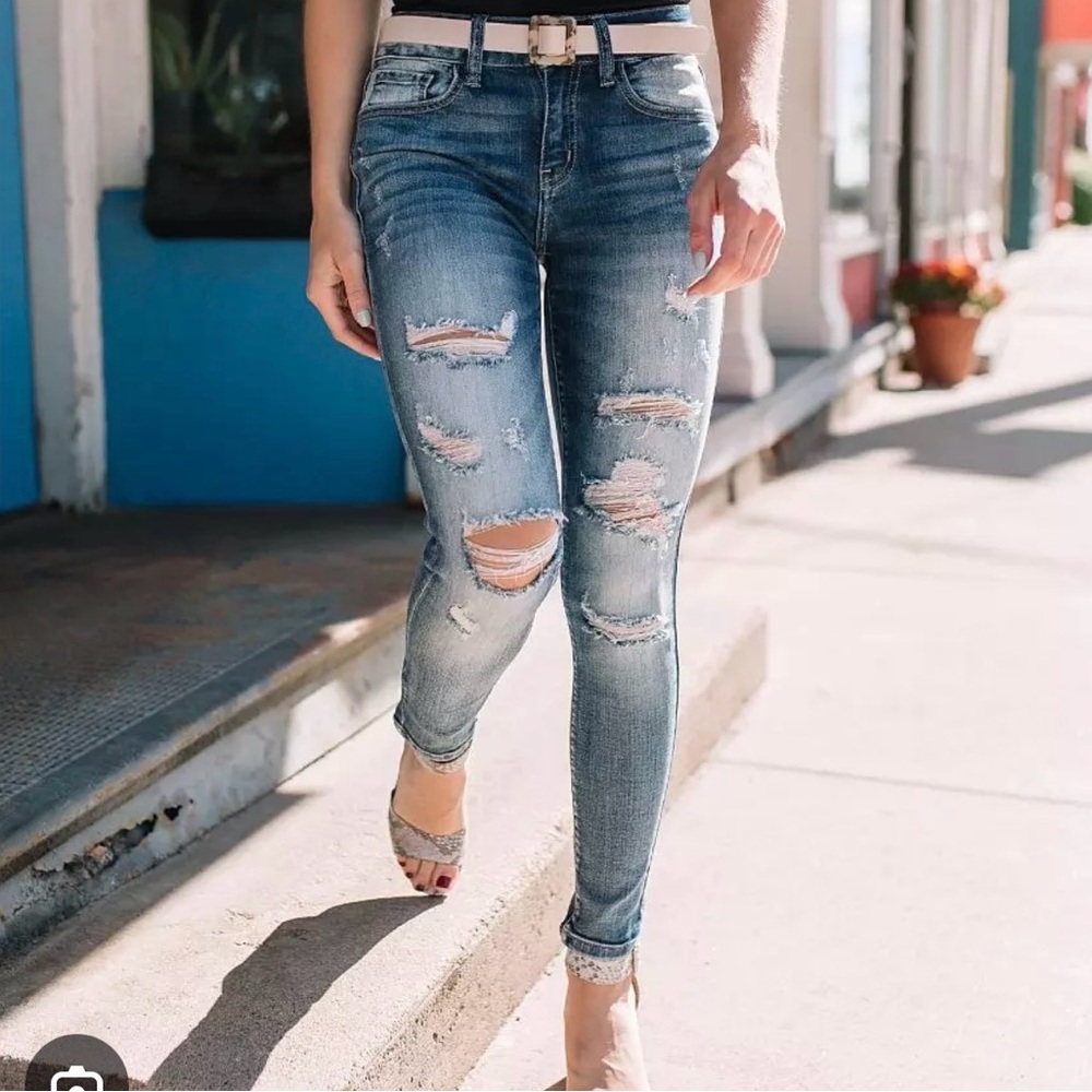 Kancan Signature ankle skinny mid-rise jeans